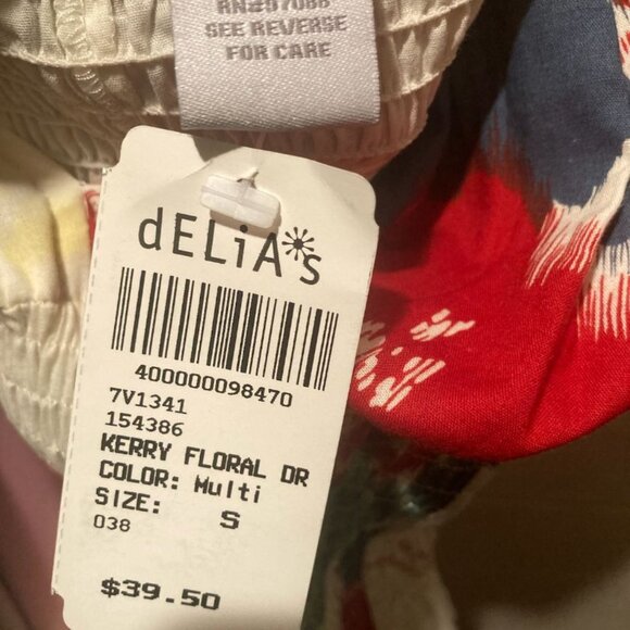 dELiA*s floral, spaghetti strap midi length dress with attached slip. Size S - Picture 4 of 4